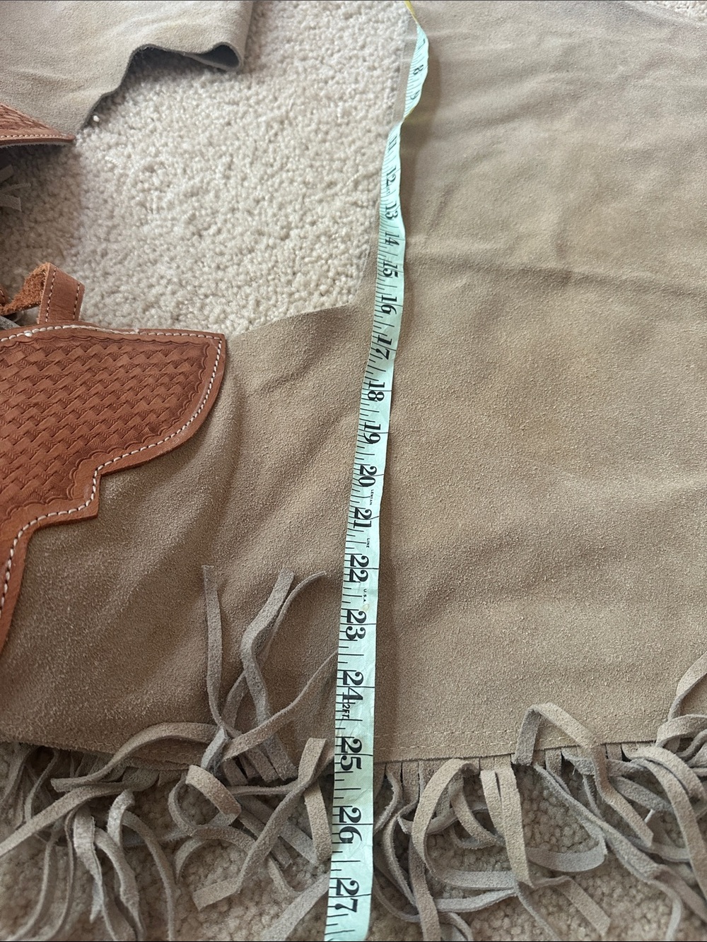 Womens tan Brown Suede Fringe Chaps | Size XL | Western leather - Picture 10 of 11